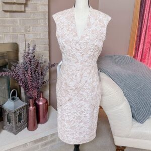 JS Collections Emery Faux Wrap Cocktail Dress - Champagne